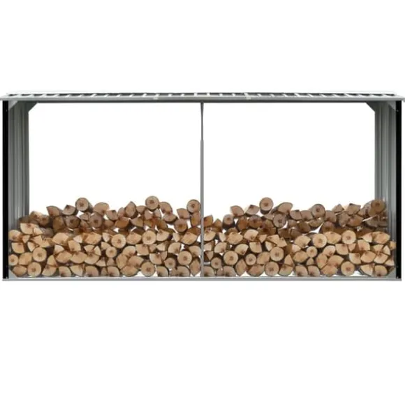 Brændekurve – tilbehør - Living brændeskur 330 x 92 x 153 cm galvaniseret stål antracitgrå