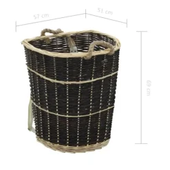 Brænderygsæk med håndtag i naturlig pil - Holdbar opbevaring & transport | Størrelse: 57x51x69 cm