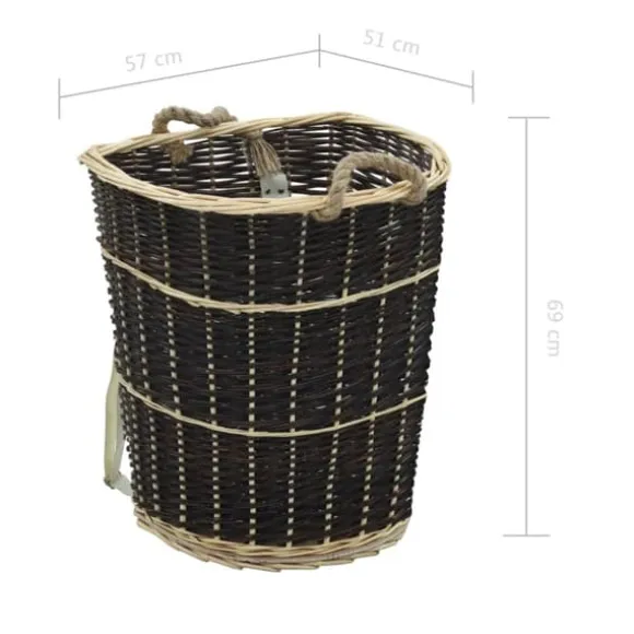 Brænderygsæk med håndtag i naturlig pil - Holdbar opbevaring & transport | Størrelse: 57x51x69 cm