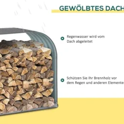 Brændeskur 0,85 m³, stål grå 208×46×112 cm – udendørs opbevaring