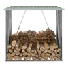 Brændeskur i galvaniseret stål - Holdbar opbevaringsløsning | Størrelse: 163x83x154 cm | Farve: Grøn