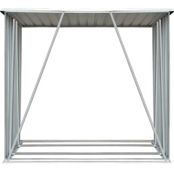 Brændeskur i galvaniseret stål - Holdbar opbevaringsløsning | Størrelse: 163x83x154 cm | Farve: Grøn