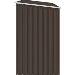 Brændeskur i galvaniseret stål - Haveskur med forlænget tag | Farve: Brun | Størrelse: 245x98x159 cm
