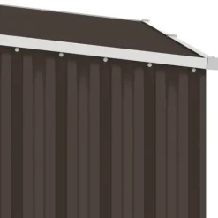 Brændeskur i galvaniseret stål - Haveskur med forlænget tag | Farve: Brun | Størrelse: 245x98x159 cm