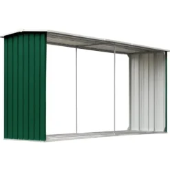 Brændeskur til haven 330 x 92 x 153 cm galvaniseret stål grøn - Brændeskur - Brændeskure - Home & Living