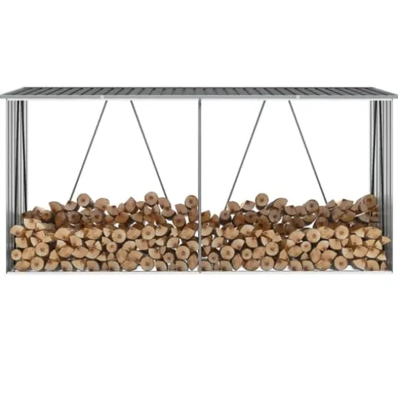 Brændeskur til haven 330x84x152 cm galvaniseret stål antracitgrå - Brændeskur - Brændeskure - Home & Living