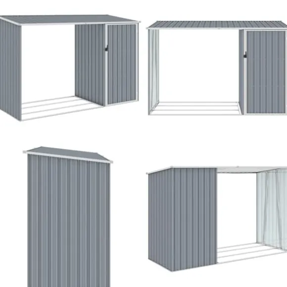 Brændeskur 245x98x159 cm galvaniseret stål grå - Haveskur - Haveskure - Home & Living
