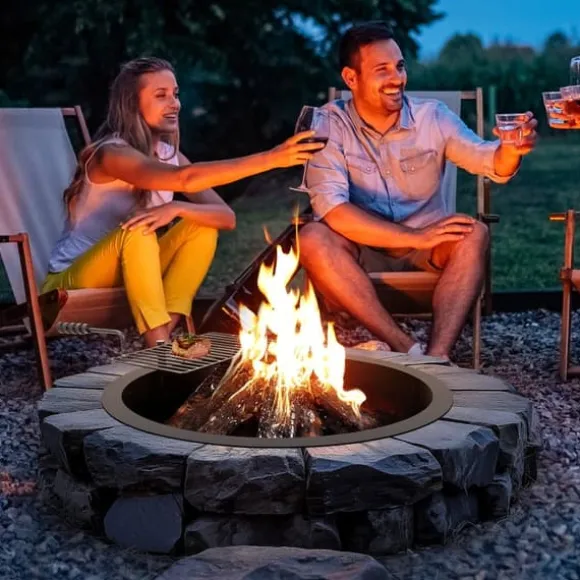 Brændestativ 35 tommer, BBQ ildring i stål, DIY lejrbål, holdbart design, perfekt til udendørs aktiviteter