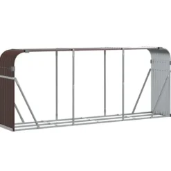 Brændestativ i galvaniseret stål til brændeopbevaring | Størrelse: 234x45x100 cm | Farve: Brun