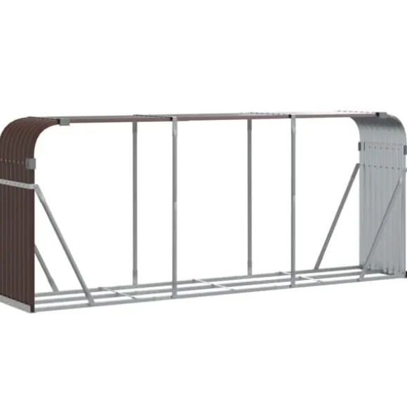 Brændestativ i galvaniseret stål til brændeopbevaring | Størrelse: 234x45x100 cm | Farve: Brun