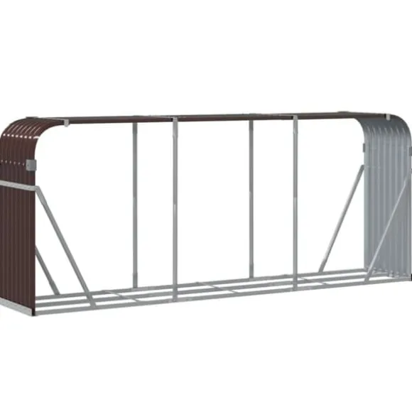 Brændestativ i galvaniseret stål til brændeopbevaring | Størrelse: 234x45x100 cm | Farve: Brun