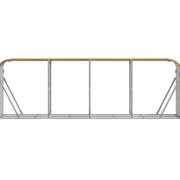 Brændestativ i galvaniseret stål - Holdbar brændeholder | Størrelse: 300x45x100 cm