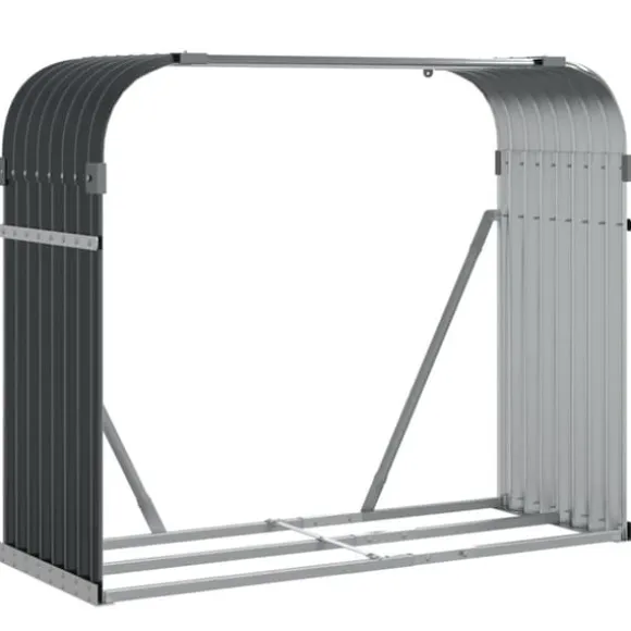 Brændestativ i galvaniseret stål - Holdbar brændeholder | Størrelse: 120x45x100 cm | Farve: Antracitgrå