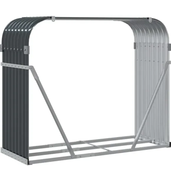 Brændestativ i galvaniseret stål - Holdbar brændeholder | Størrelse: 120x45x100 cm | Farve: Antracitgrå