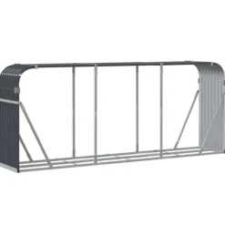 Brændestativ i galvaniseret stål - Robust brændeholder til pejs | Størrelse: 234x45x100 cm | Farve: Antracitgrå