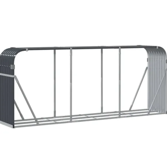 Brændestativ i galvaniseret stål - Robust brændeholder til pejs | Størrelse: 234x45x100 cm | Farve: Antracitgrå