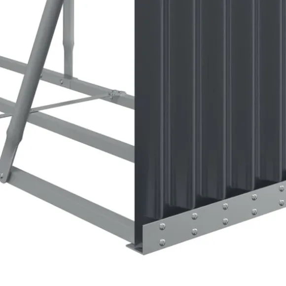 Brændestativ i galvaniseret stål - Robust brændeholder til pejs | Størrelse: 234x45x100 cm | Farve: Antracitgrå