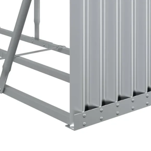 Brændestativ i galvaniseret stål - Brændeholder | Størrelse: 300x45x100 cm | Farve: Sølv