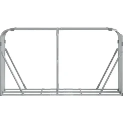 Brændestativ i galvaniseret stål - Holdbar brændeholder | Størrelse: 180x45x100 cm | Farve: Sølv