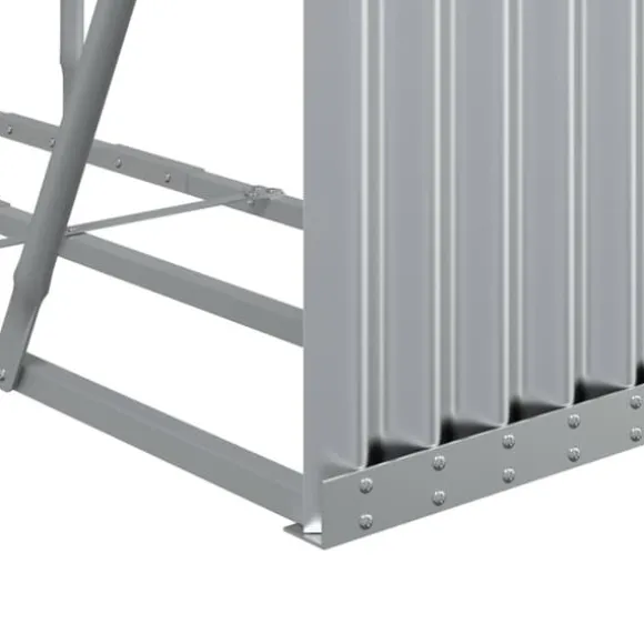 Brændestativ i galvaniseret stål - Holdbar brændeholder | Størrelse: 180x45x100 cm | Farve: Sølv