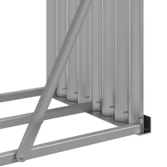 Brændestativ i galvaniseret stål - Holdbar brændeholder | Størrelse: 180x45x100 cm | Farve: Sølv