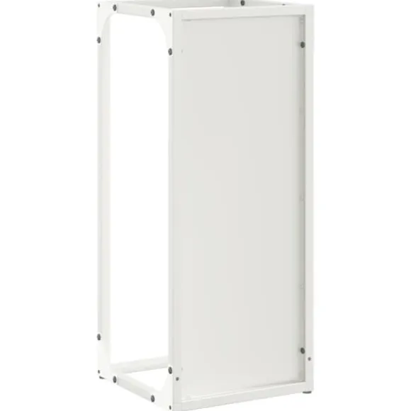 Brændestativ i koldvalset stål - Robust og stilfuld | Størrelse: 25x25x60 cm | Farve: Hvid