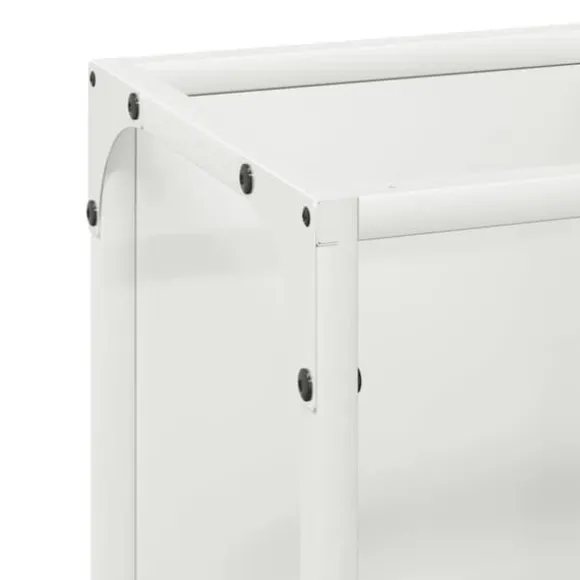 Brændestativ i koldvalset stål - Robust og stilfuld | Størrelse: 25x25x60 cm | Farve: Hvid