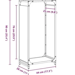 Brændestativ i koldvalset stål - Robust opbevaring | Farve: Antracitgrå | Størrelse: 44x28x90 cm
