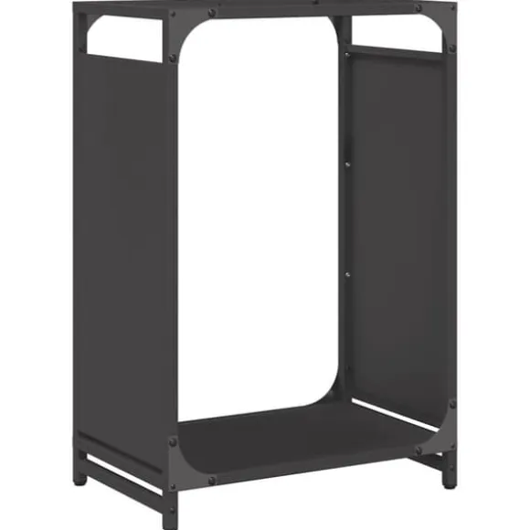 Brændestativ i koldvalset stål - Robust og stilfuldt | Størrelse: 44x28x65 cm | Farve: Sort