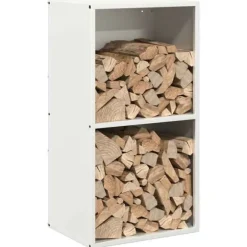 Brændestativ i koldvalset stål - Robust brændeholder | Størrelse: 40x30x75 cm | Farve: Hvid
