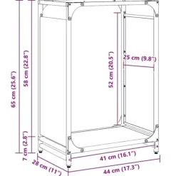 Brændestativ i koldvalset stål - Robust brændeholder | Størrelse: 44x28x65 cm | Farve: Olivengrøn
