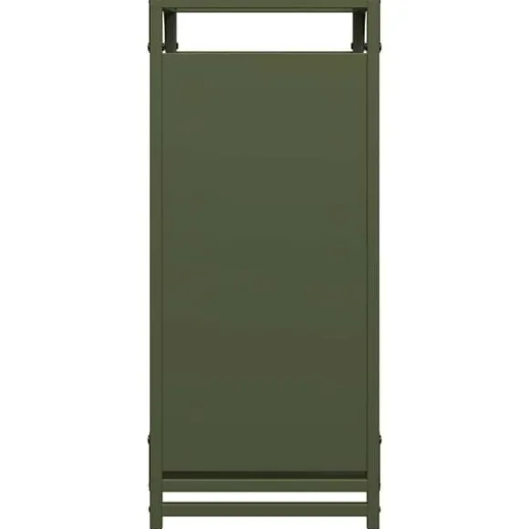 Brændestativ i koldvalset stål - Robust brændeholder | Størrelse: 44x28x65 cm | Farve: Olivengrøn