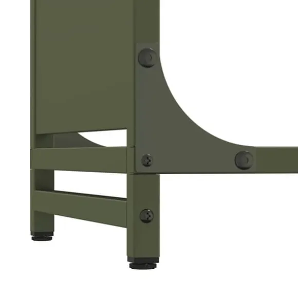 Brændestativ i koldvalset stål - Robust brændeholder | Størrelse: 44x28x65 cm | Farve: Olivengrøn