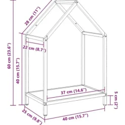 Brændestativ i koldvalset stål - Robust brændeholder | Farve: Antracitgrå | Størrelse: 40x25x60 cm