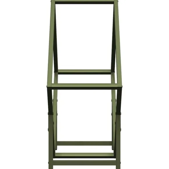 Brændestativ i koldvalset stål - Robust og stilfuld | Størrelse: 60x25x60 cm | Farve: Olivengrøn