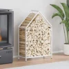 Brændestativ i koldvalset stål - Robust brændeholder | Størrelse: 60x25x90 cm | Farve: Hvid