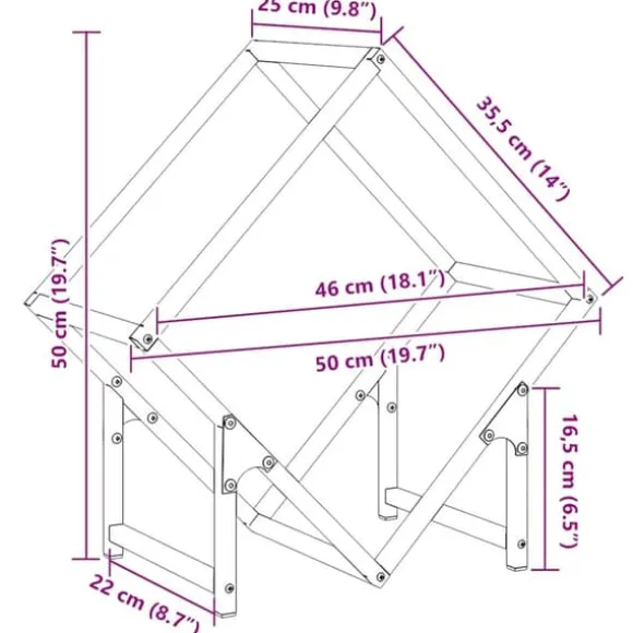 Brændestativ i koldvalset stål - Robust opbevaring til brænde | Farve: Olivengrøn | Størrelse: 50x25x50 cm