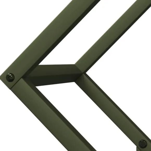 Brændestativ i koldvalset stål - Robust opbevaring til brænde | Farve: Olivengrøn | Størrelse: 50x25x50 cm