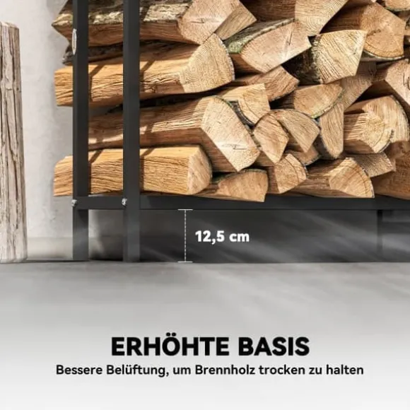 Brændestativ i metal 199 × 30 × 121 cm – 0,6 m³ med vandtæt betræk, op til 300 kg