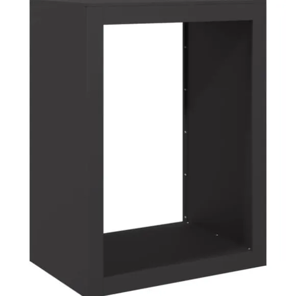 Brændestativ i stål - Pæn opbevaring af brænde | Størrelse: 60x40x80 cm | Farve: Sort