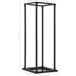 Brændestativ med bund - Rektangulær brændeholder i sort stål | Størrelse: 37x37x113 cm