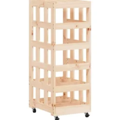 Brændestativ med hjul i massivt fyrretræ - Pæn brændeopbevaring | Størrelse: 40x49x110 cm