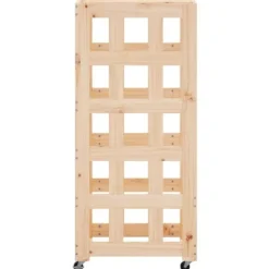 Brændestativ med hjul i massivt fyrretræ - Pæn brændeopbevaring | Størrelse: 40x49x110 cm