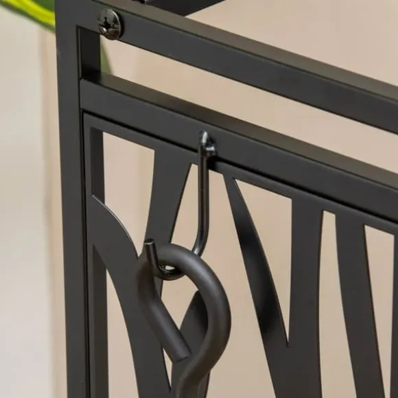 Brændestativ med pejsesæt 46×30×70 cm, stål sort – hyggelig pejs