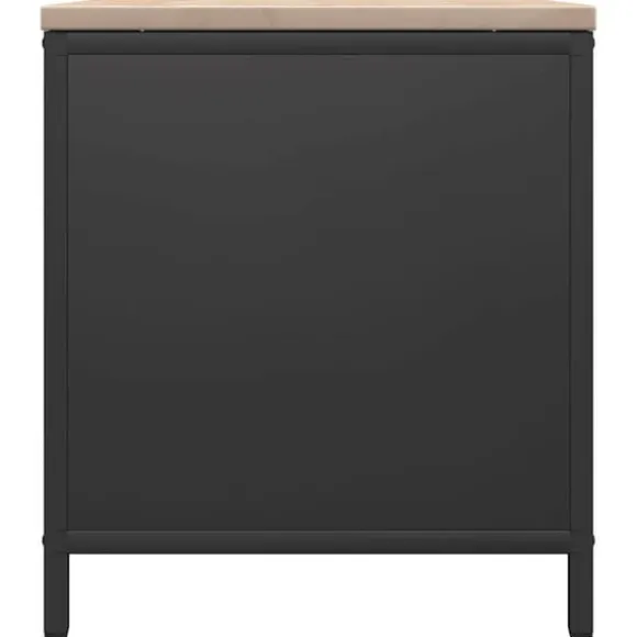 Brændestativ med trætop - Robust brændereol | Størrelse: 100,5x35,5x40 cm | Farve: Sort