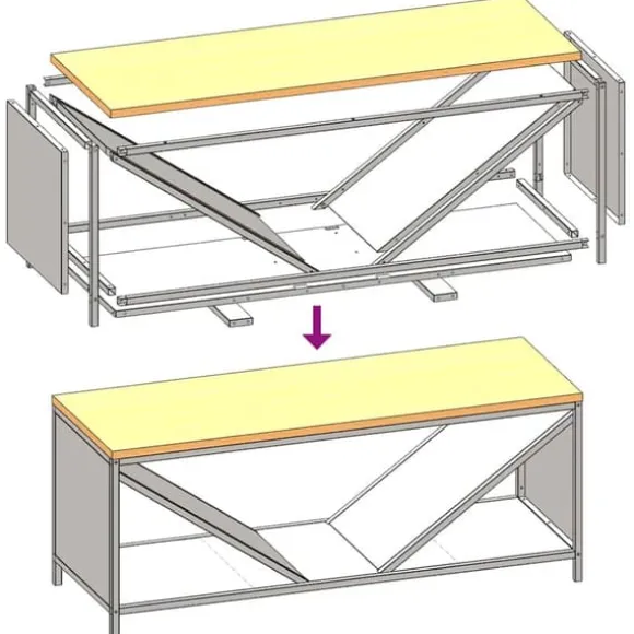 Brændestativ med trætop - Robust brændereol | Størrelse: 100,5x35,5x40 cm | Farve: Sort