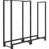 Brændestativ pejsebrænde stål sort 123x32x115 cm, 2 rum, 3 kroge, indendørs/udendørs, op til 200 kg