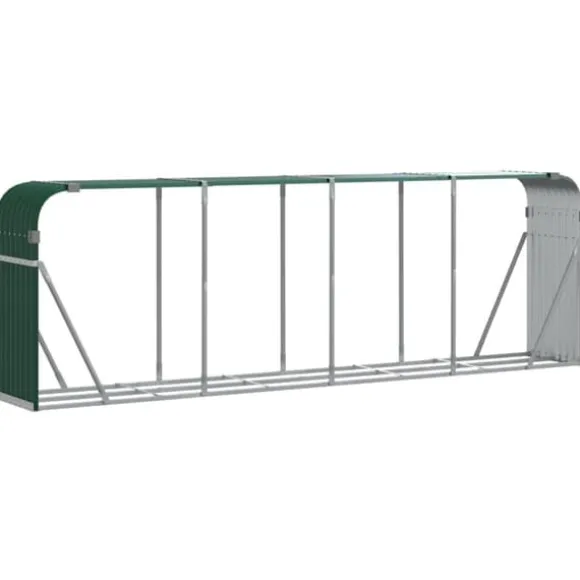 Brændestativ til brændeopbevaring - Galvaniseret stål | Størrelse: 300x45x100 cm | Farve: Grøn