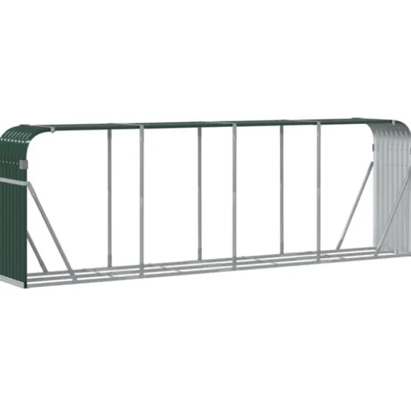 Brændestativ til brændeopbevaring - Galvaniseret stål | Størrelse: 300x45x100 cm | Farve: Grøn