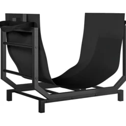 Brændestativ til indendørs opbevaring, 53 x 33 x 43 cm, brændestativ med bæretaske, metal, sort